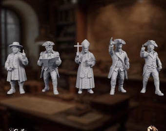 Revolutionary Era Figures Mini Set | Officers, Clergy and Commanders | Historical Diorama Characters by Eskice