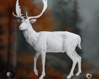 Woodland Buck Model | Fallow Deer Mini | Realistic Resin Wildlife Sculpture | Painter Ready | By Animal Den