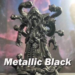 May include: A detailed miniature figure of a multi-armed, tentacled creature with a single eye and a gaping maw. The figure is painted in a metallic black finish. "Metallic Black" is written in white text at the bottom of the image.