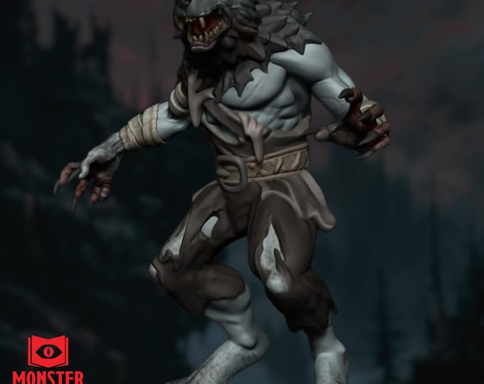 Bloodmoon Howling Werewolf Mini | Muscular Shapeshifting Lycanthrope For RPG Nighttime Encounters