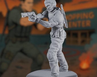 Pistol-Wielding Soldier Mini | Tactical Male Survivor for Modern Post-Apocalyptic TTRPGs