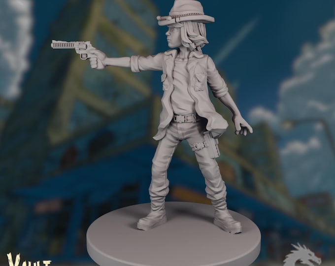 Little Sheriff Mini | Young Survivor with Revolver | Post-Apocalyptic Miniature | by VaultZ