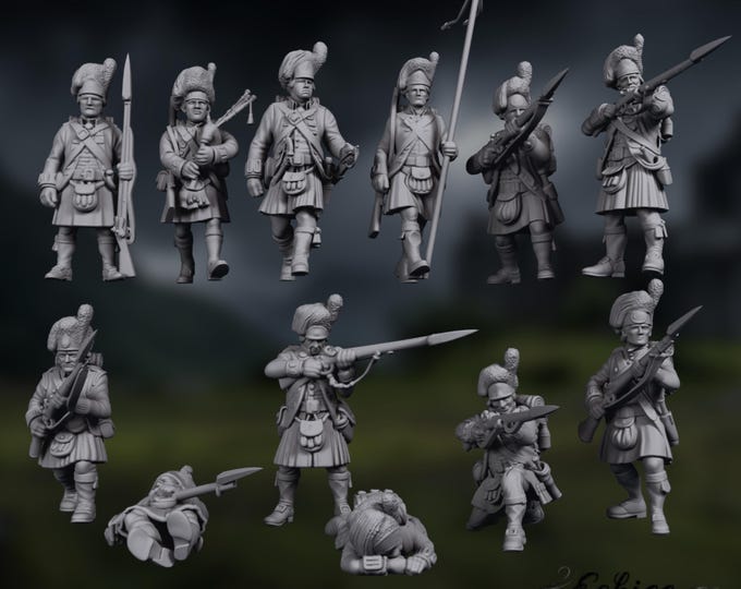 Scottish Highlander Infantry | Black Watch Regiment | Napoleonic Resin Miniatures by Eskice