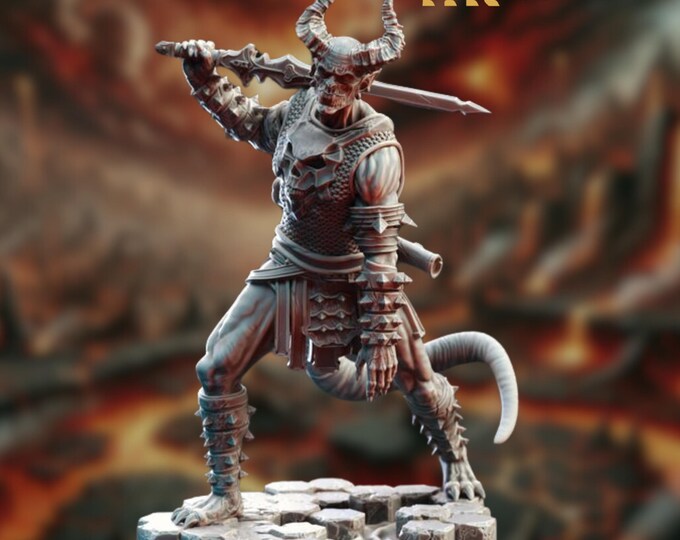 Abyssal Demon Warrior | Sword Wielding Devil from the Nine Hells Miniature | By DM Stash