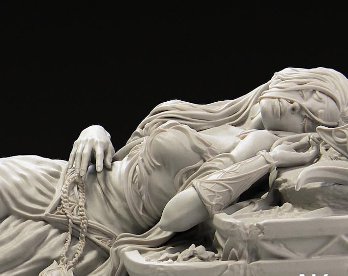 Noblewoman in Repose Fantasy Diorama | Dreaming Elven Oracle Resin Model Kit | By Nerikson