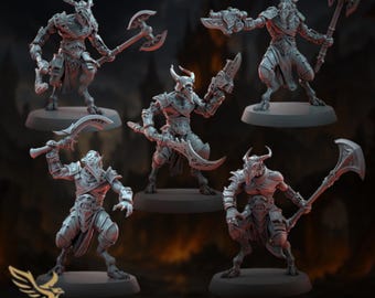 Chaos Warrior Miniatures | Infernal Legion Warband Set | Dark Fantasy Armored Champions | By Taleskeeper