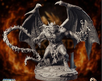 Balor Demon Miniature | Infernal Fiend Boss Mini | 32mm 75mm Resin Scenic Base | By Primal Collectibles