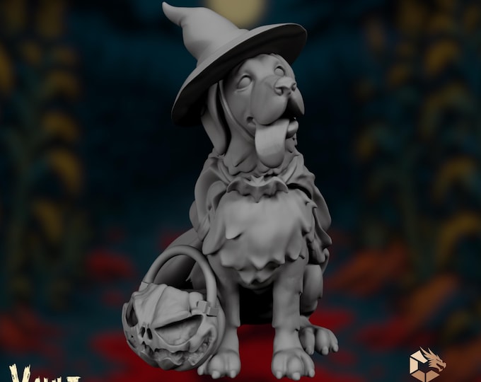 Halloween Dog Model | Witch Hat Puppy Figurine | Spooky Trick or Treat Companion | By VaultZ