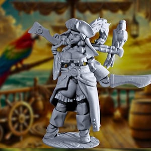 Cute Pirate Girl Adult Miniature | Goblin Pirate Sexy Mini | Paintable Mini | 32mm Mini, 75mm Mini |  Gaz Minis
