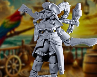 Goblin Pirate Girl Miniature: 32mm/75mm Paintable Resin Model - Gaz Minis