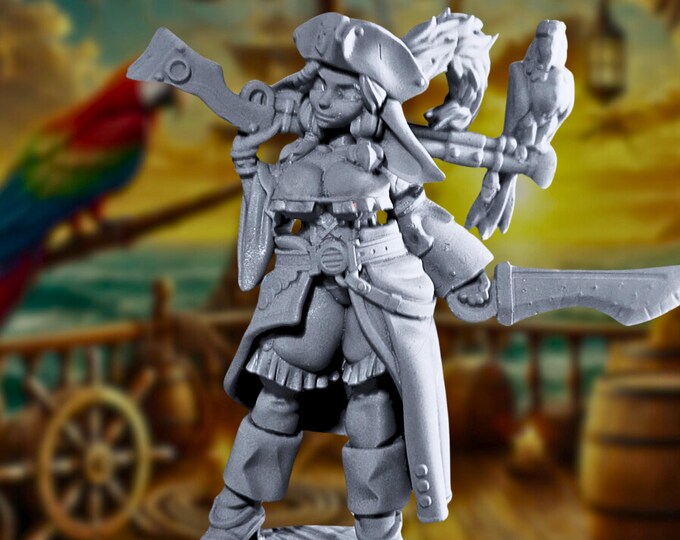 Cute Pirate Girl Adult Miniature | Goblin Pirate Sexy Mini | Paintable Mini | 32mm Mini, 75mm Mini |  Gaz Minis