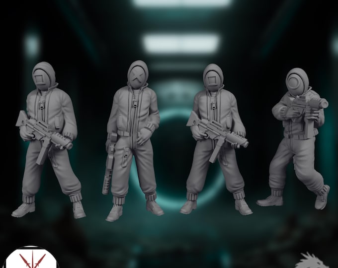 Cyberpunk Soldier Mini | Tactical Trooper Miniature | Hooded Firearms Squad NPCs | By Crosslances