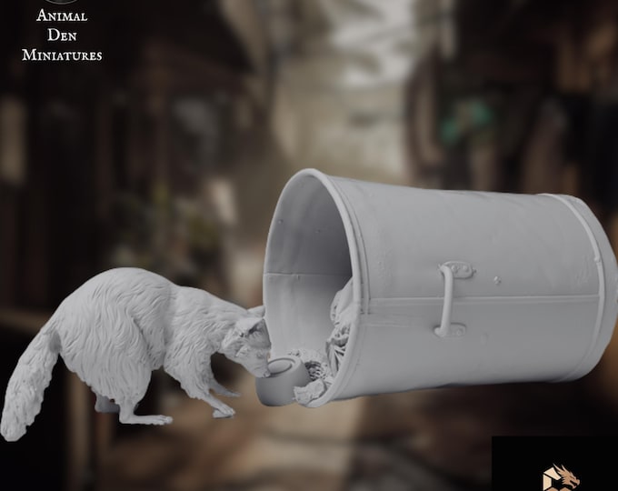 Raccoon Mini | Trash Panda Miniature | Urban Animal Diorama Scene | Animal Den Miniatures