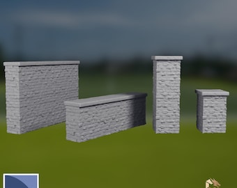 Brick Wall Terrain Set | Stone Modular Scenery | 28mm Fantasy RPG Scatter Terrain | By NonPariel Institute