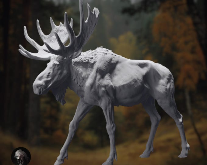 Moose Figurine | Paintable Resin Forest Animal | Wildlife Collector Sculpture | By Animal Den Miniatures