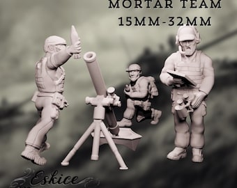 French Mortar Team Miniatures | Modern Infantry Fire Support | 15mm–32mm Scales | By Eskice Miniatures