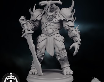 Horned Brute Monster Mini | Skull Mask Juggernaut | Massive NPC Boss Creature | Broken Sword Minis