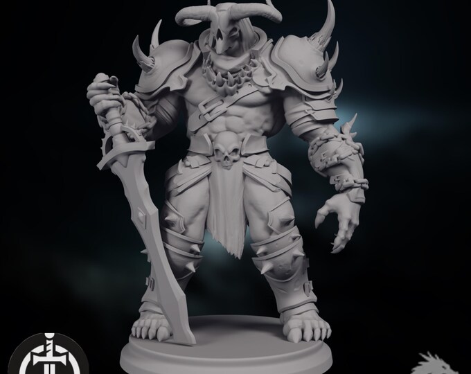 Horned Brute Monster Mini | Skull Mask Juggernaut | Massive NPC Boss Creature | Broken Sword Minis