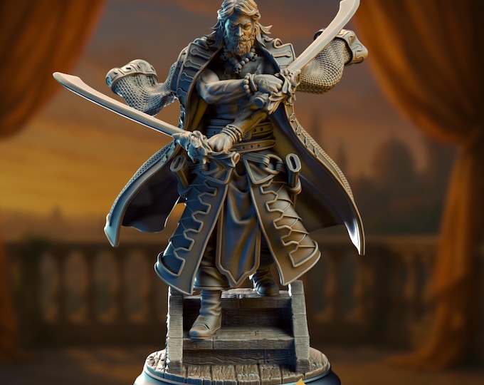 Male Pirate Fighter Mini | Sword-Wielding Swashbuckler Miniature | Captain or Rogue PC | DM Stash