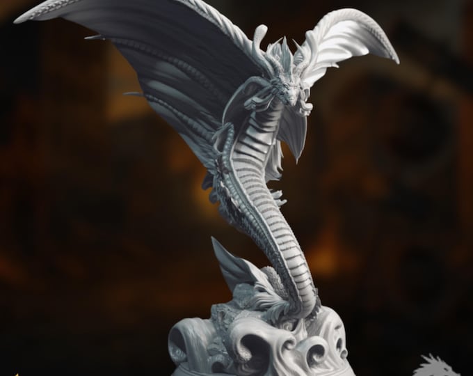 Mana Wyrm Mini | Juvenile Mana Dragon Miniature | Arcane Flying Serpent | By DM Stash