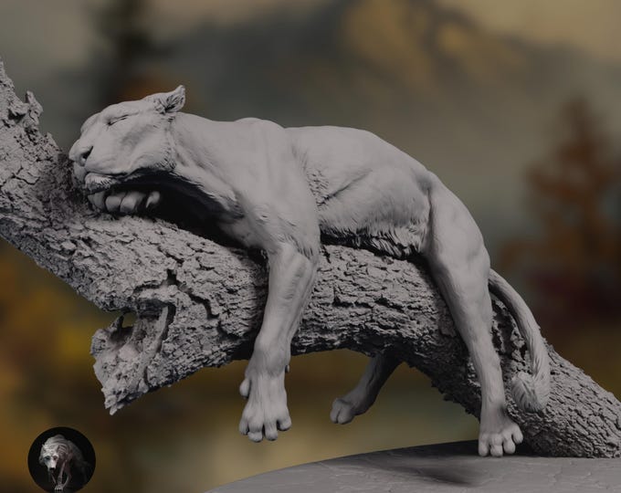 Sleeping Leopard Resin Miniature | Paintable Wildlife Diorama Figurine by Animal Den Miniatures