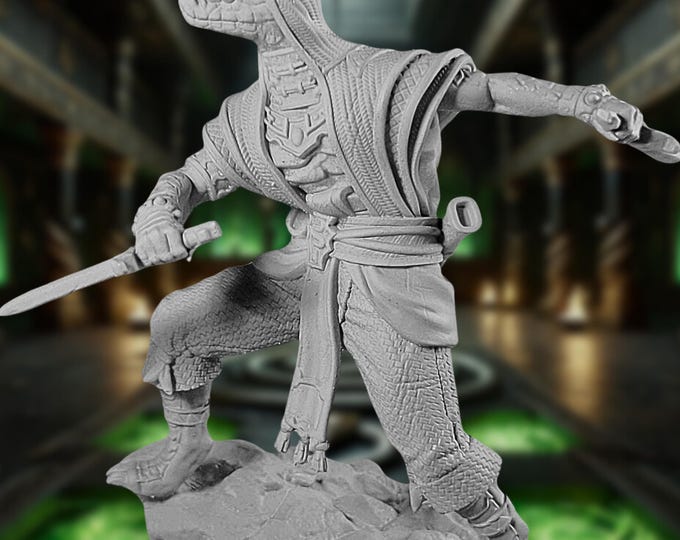 Snake Rogue  Mini - Serpent Assassin  Miniature - High-Quality Resin | DM Stash