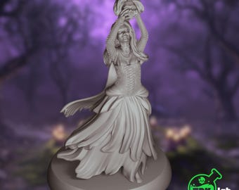 Witch Blood Ritual Mini | Gothic Sorceress Cultist Miniature with Severed Head | By Primal Collectibles