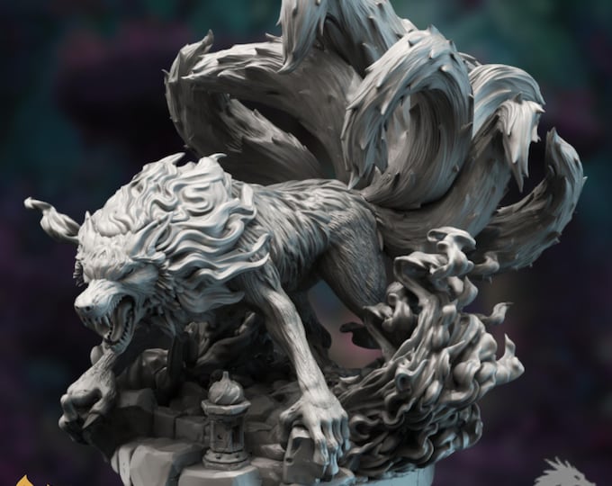 Kitsune Mini | Nine Tailed Fox Miniature | Mythical Yokai Fey Creature | DM Stash