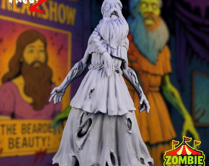 Zombie Circus Mini | Bearded Lady Freakshow Miniature | Undead Carnival NPC | By VaultZ