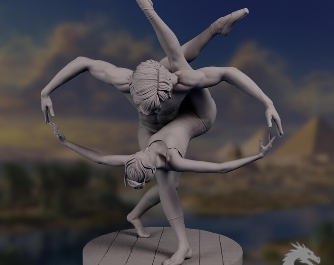 Contemporary Dancers Sculpture | Modern Dance Duo Statue | Expressive Movement Art Model | By Kuton
