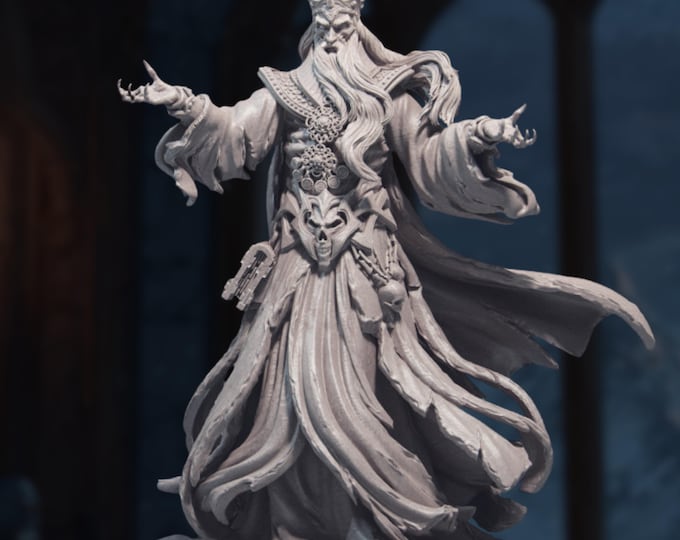 Skeletal Lich King Mini | Undead Wizard NPC Boss | Crowned Necromancer Archmage | By Nerikson