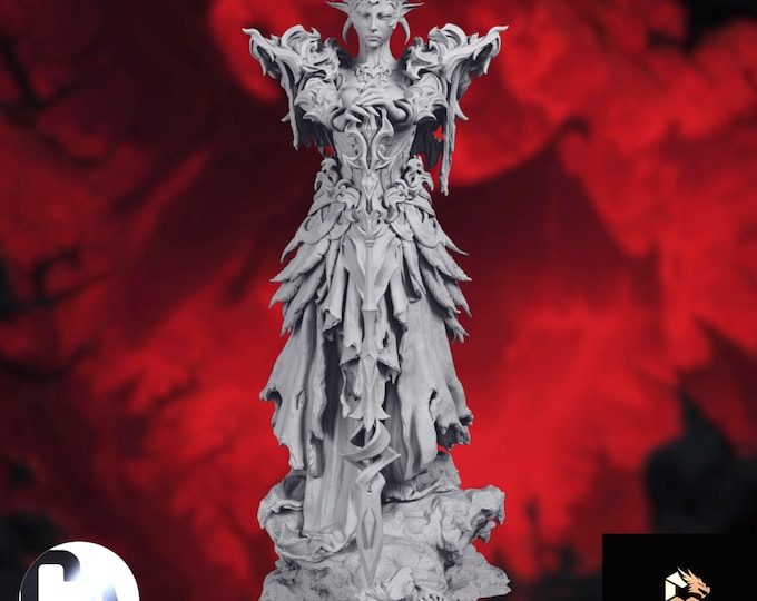 Succubus Resin Model Kit | Gothic Demon Queen, Spiked Wings (75mm & 140mm) | CA3D