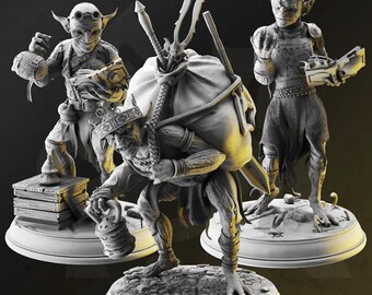 Goblin Miniature Set: Rogue, Wizard, Alchemist - DM Stash RPG Trio