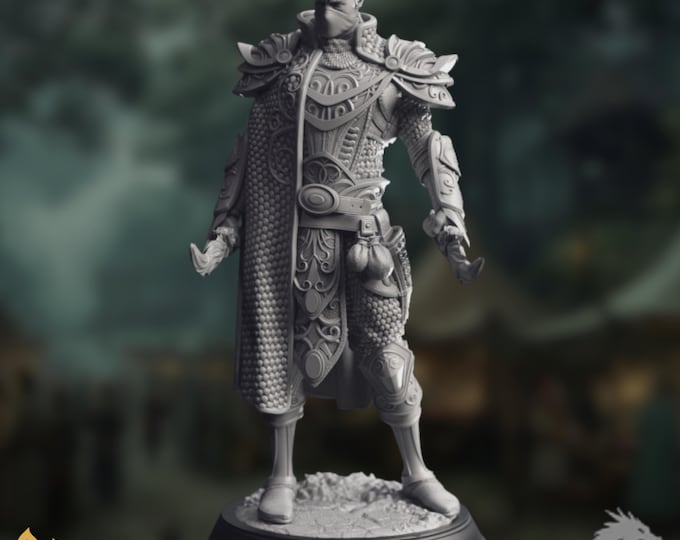 Masked Elf Rogue Mini | Elven Sword Fighter Miniature | By DM Stash