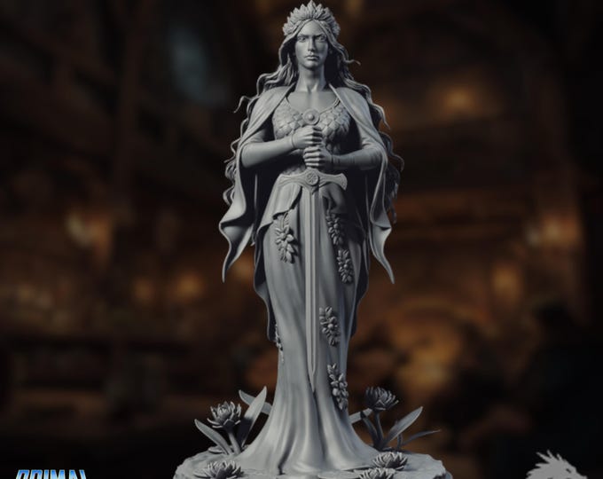 Lady of the Lake Mini | Paladin or Cleric Miniature | Mythic Swordbearer NPC | By Primal Collectibles