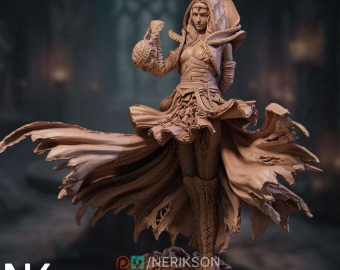 Lady of the Eternal Darkness Resin Model Kit | Gothic Knight with Beasts Diorama | 75mm 140mm | By Nerikson