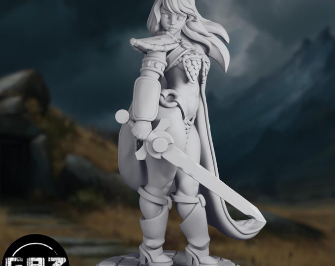 SFW/NSFW Female Barbarian Mini | Sexy Swordfighter with Scaled Bikini | 32mm 54mm Resin | By Gaz Minis