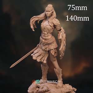 Female Gladiator Model Kit | Muscular Female Fighter with Braided Hair | 75mm and 140mm Scale by Nerikson