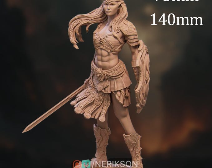 Female Gladiator Model Kit: 75mm/140mm Resin Figure by Nerikson