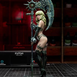 Dark Enchantress with Scythe 3D Model Kit | Fantasy Sorceress Unpainted Miniature | Kuton Figurines