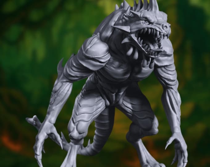 Savage Lizard Monster Mini | Primal Reptile Creature Miniature for 5e Combat | By Monster Atlas