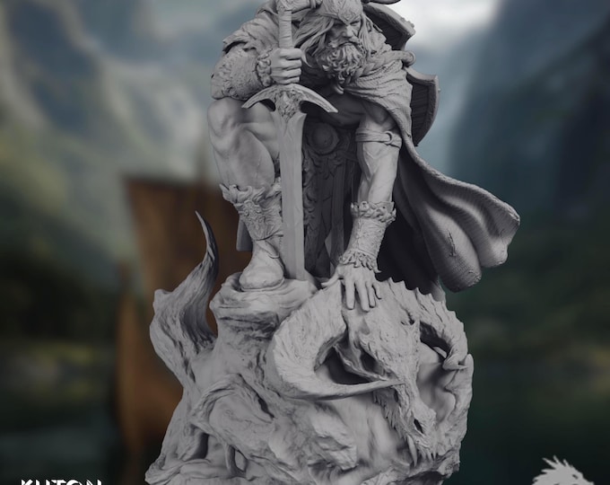 Barbarian Champion Paintable Display Kit | Beast Slayer Miniature | 1:10 Scale Model | By Kuton