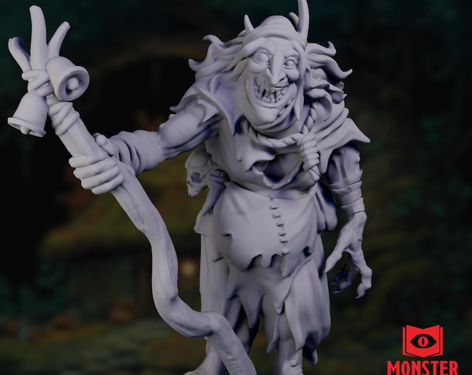 Night Hag Mini | Swamp or Nightmare Hag Miniature | Dream-Stalking Villain NPC with Staff | By Monster Atlas