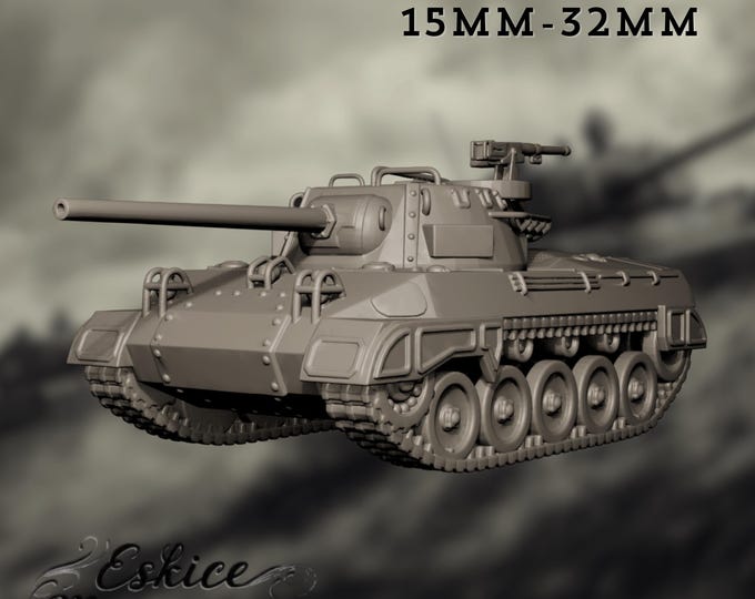 M18 Hellcat Tank Mini | WWII US Tank Destroyer in 15mm–32mm for Wargames | Unpainted Resin Kit | By Eskice Miniatures