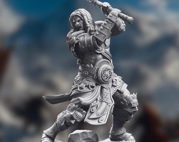 Goliath Barbarian Miniature | LARGE Goliath Paladin Mini | Fighter Mini | 32mm - 75mm | By DM Stash