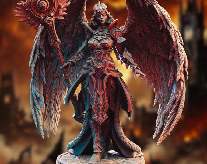 Female Angelic Warrior 5e Mini | Celestial Battle Mage  Miniature | DM Stash