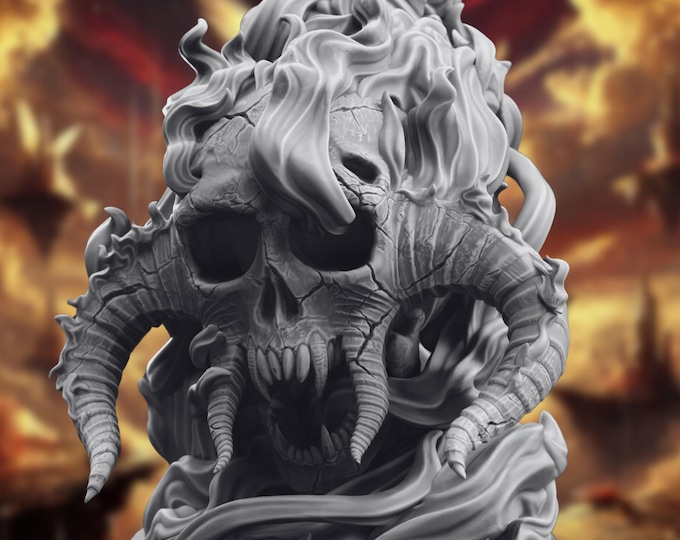 Giant Infernal Flameskull 5e Mini | Demon Altar Terrain  Miniature | DM Stash