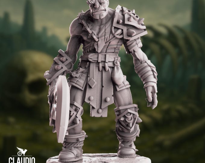 Half-Giant Barbarian Miniature | Massive Goliath Champion Fighter with Greataxe | By Claudio Casini Arts