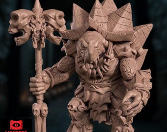 Tortle Death Cleric Miniature | Grave Domain Undead Priest with Skull Staff | By Monster Atlas