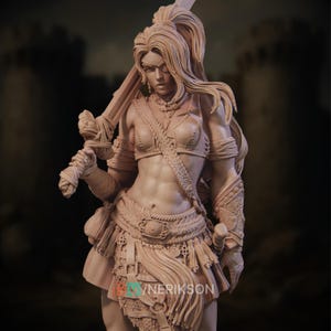 Giant Slayer Heroine Model Kit | Female Barbarian Warrior Triumphs Over Behemoth | By Nerikson